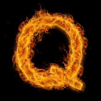 Fiery uppercase letter Q