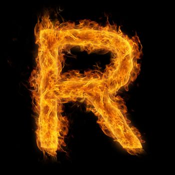 Fiery uppercase letter R