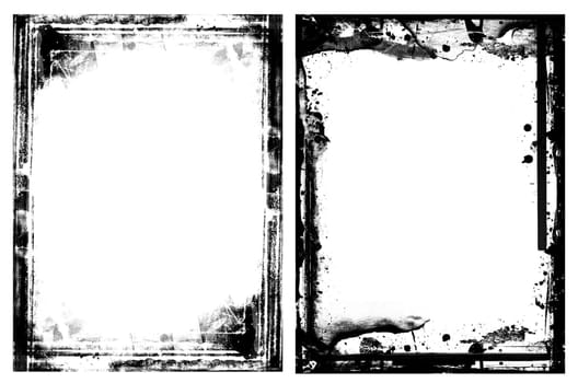 Two highly detailed grunge frames isolated on white with space for your text or image. Great grunge layers for your projects.