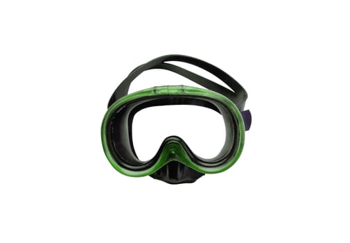 green diving mask isolated on white background