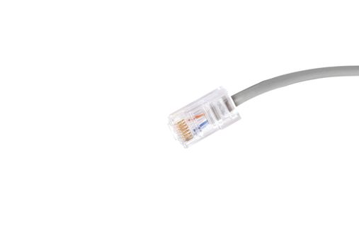 grey ethernet network RJ45 cable plug isolated on white