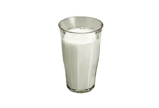 Glass of milk on a white background. Patsh