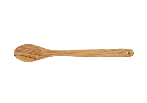 New wooden spoon isolated on a white background.