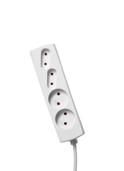 White Power extension cord isolated on white background