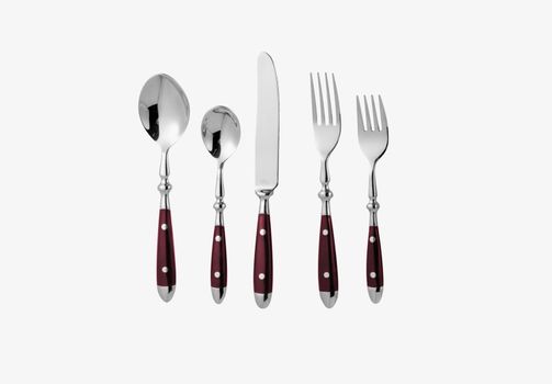 Fork, spoon and knife, isolated on white background