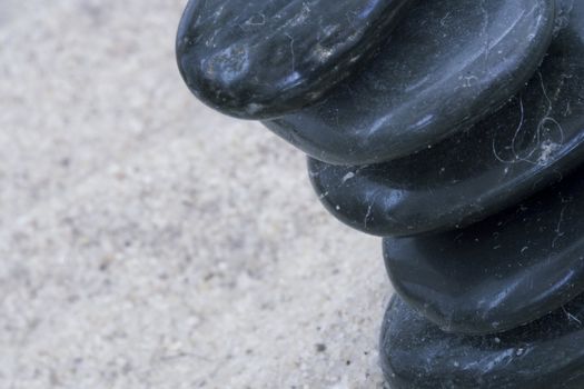 Black Vulcano stones in Zen garden