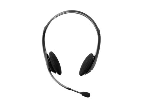 headphones with a microphone on white background