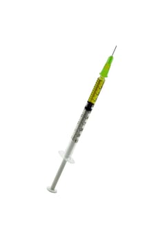 Glass syringe isolated on a white background