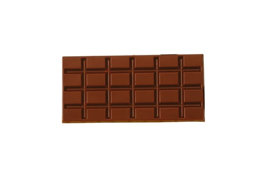 dark chocolate bar on a white background.