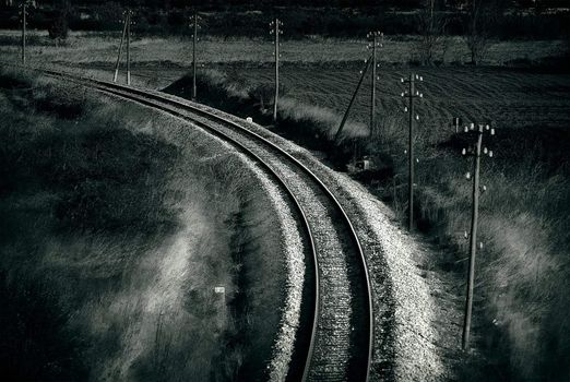 Old railroad , artistic retro style toned photo