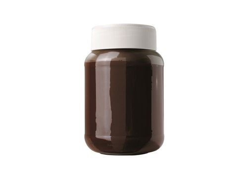 hocolate paste in a jar isolated on white