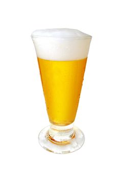 Frosty glass of light beer isolated on a white background