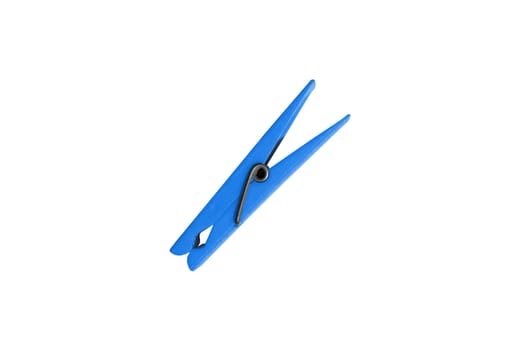 blue clothes peg isolated on white background