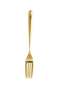 Golden fork isolated on a white background