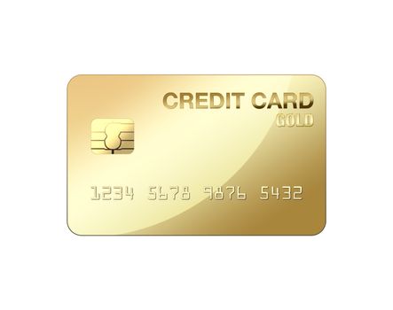 Gold credit card isolated over the white background