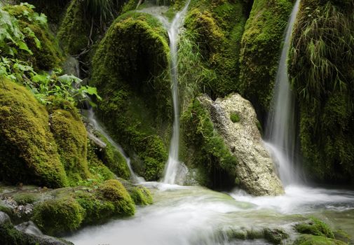 Beautiful waterfall at Plitvice Lakes National Park , UNESCO World Heritage Center.