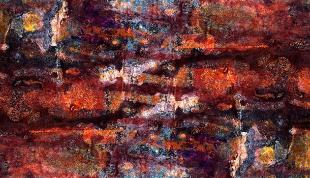 Abstract  background or texture created with multiple layers of  mixed media elements.