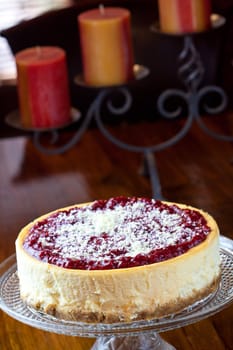 close up picture of a cheesecake on the plate