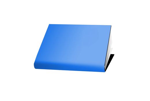 3d blue book with blank cover isolated on white