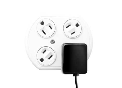 Extension cord with plug isolated on white