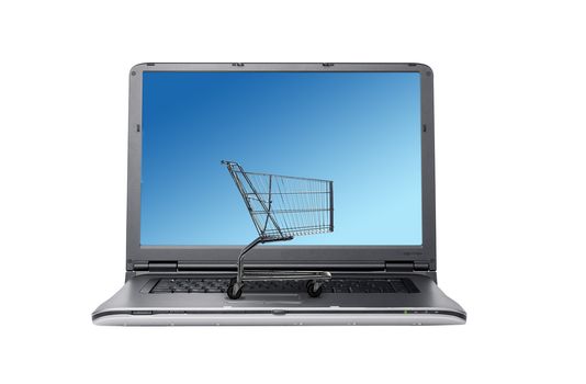 Shopping Cart and Computer keyboard, concept of online shopping