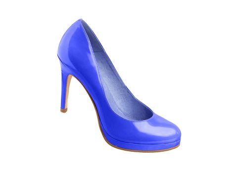 blue medium heeled shoe isolated on white