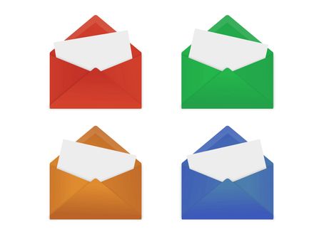 colored Envelopes isolated on a white background
