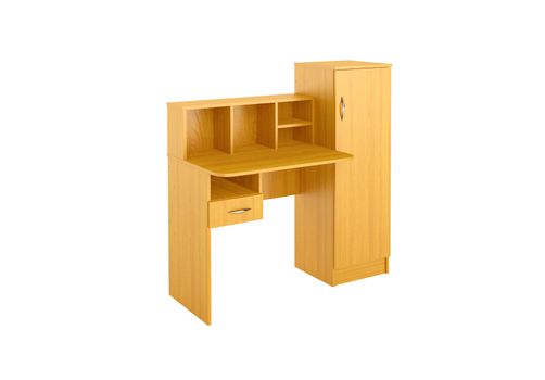 table and a small cabinet isolated on white