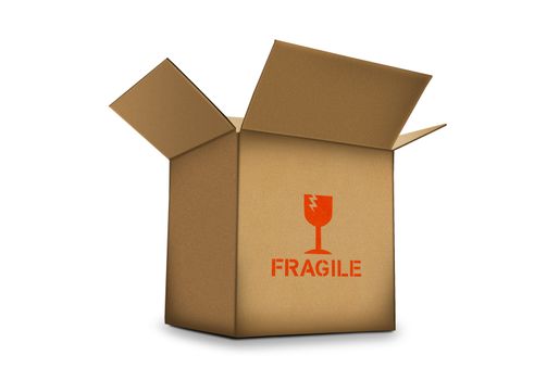 3d cardboard box isolated on white background