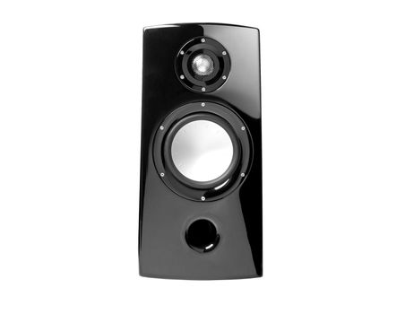 Background of black speaker with sphere isolated