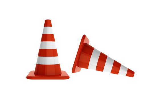 Under construction. Cones isolated on white background