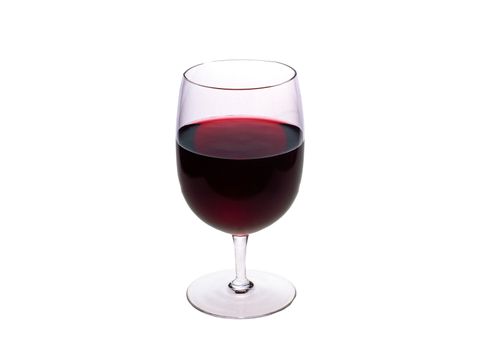 Red wine glass isolated on white background