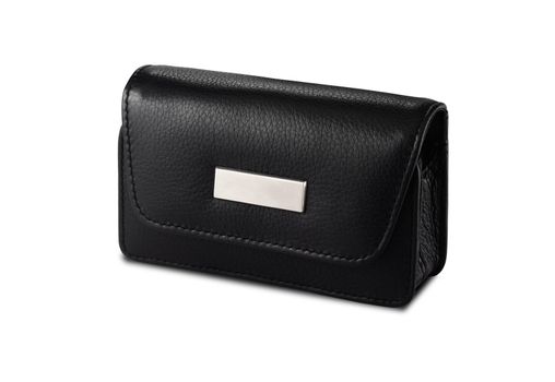 A black leather bag isolated on white