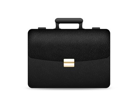 black leather briefcase with clipping path isolated