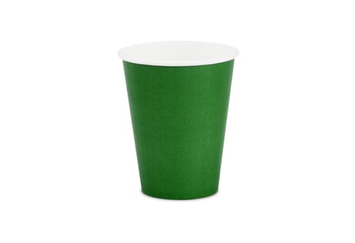 green paper glass isolated on white background