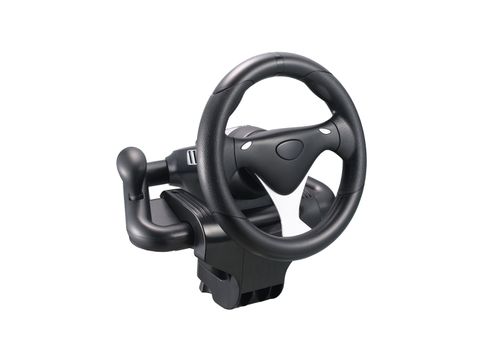 Computer steering wheel isolated on white background