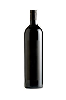 isolated red wine bottle on white background