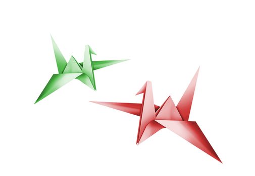 Origami. 3d render isolated on white background