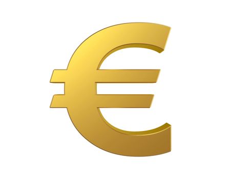 Gold euro sign isolated on white background