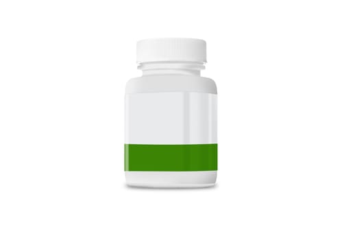 White medicine bottle closed isolated on white