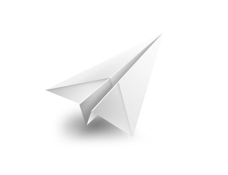 isolated paper airplane flying - 3d shape render illustration