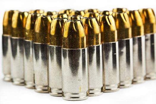 9 mm bullets over white background solated