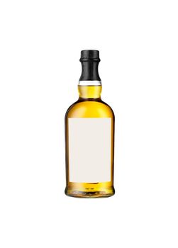 Full whiskey bottle isolated on white background