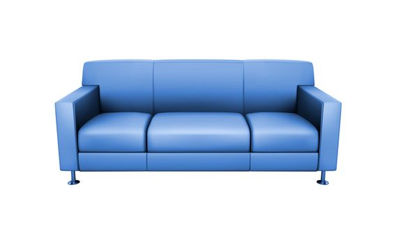 Blue sofa isolated on a white background