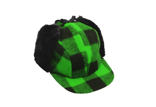 green cap with black ears isolated on white