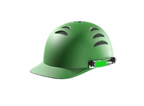green Hard Hat with clipping path isolated