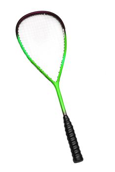 Photo of one racket of tennis on a over white background
