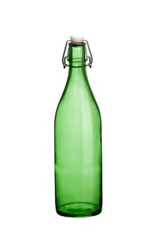 Green bottle isolated on the white background