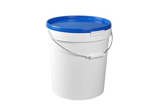 Closed white plastic container isolated on white