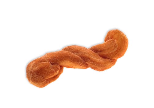 piece of coocked sausage isolated on white